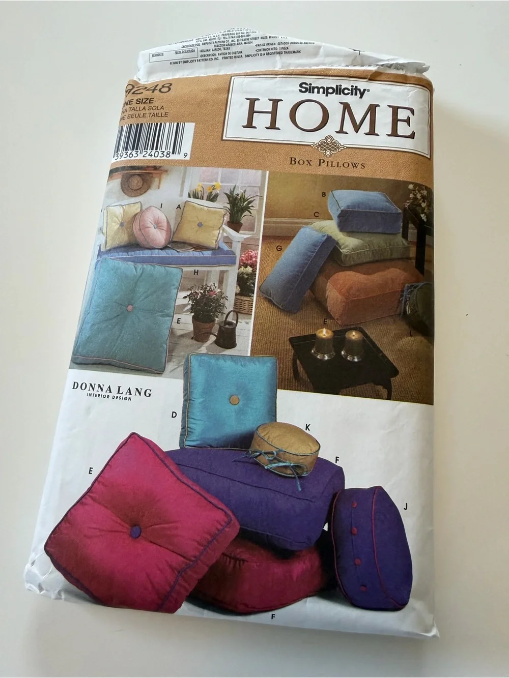 Simplicity Home 9248 Box Pillows Sewing Pattern -from 2000